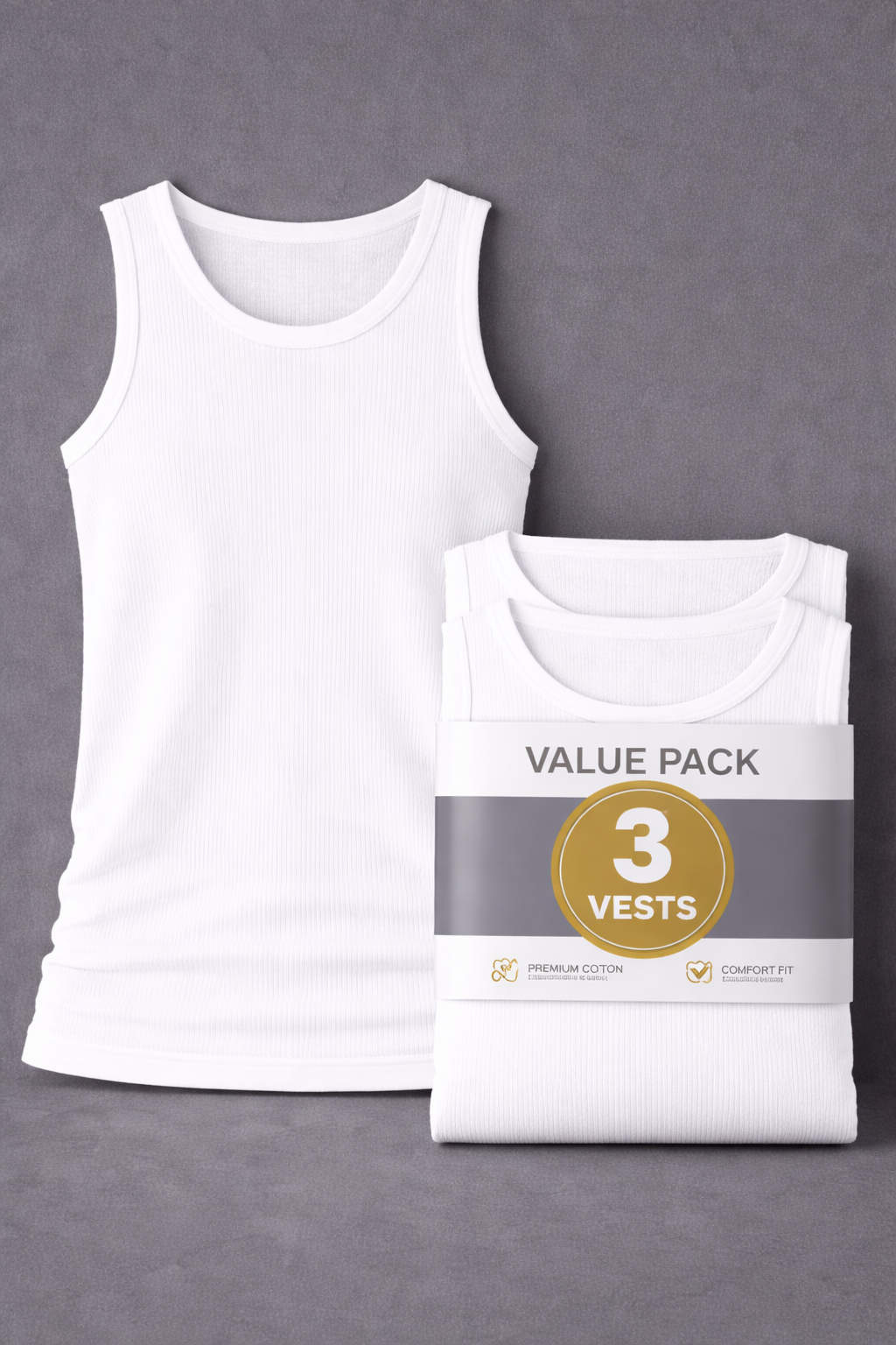 RIB VEST PACK OF 3