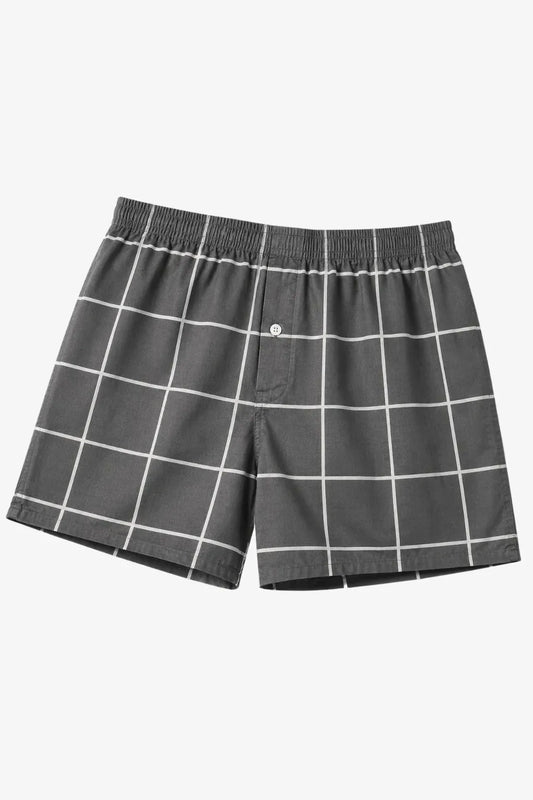 TAGAA Grey Cotton Boxer with Grid Check Pattern