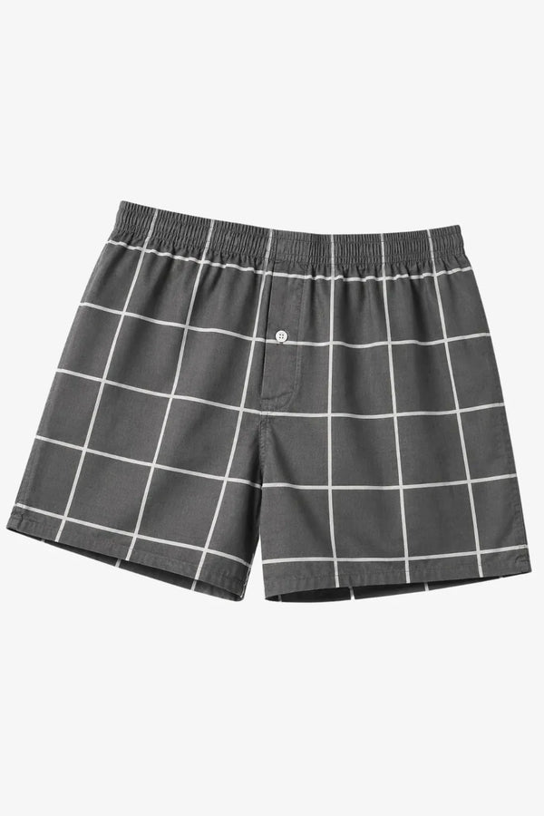 TAGAA Grey Cotton Boxer with Grid Check Pattern